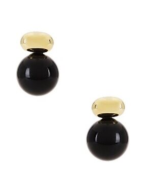 SHASHI Black and Gold Double-Disc Stud Earrings